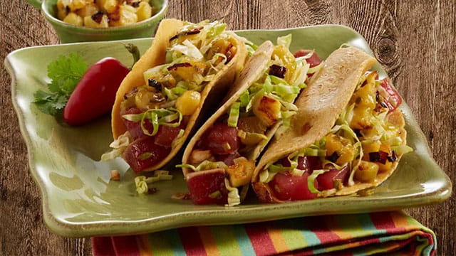 Ahi Poke Pineapple Salsa Tacos