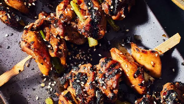 sansho pepper yakitori with spicy furikake