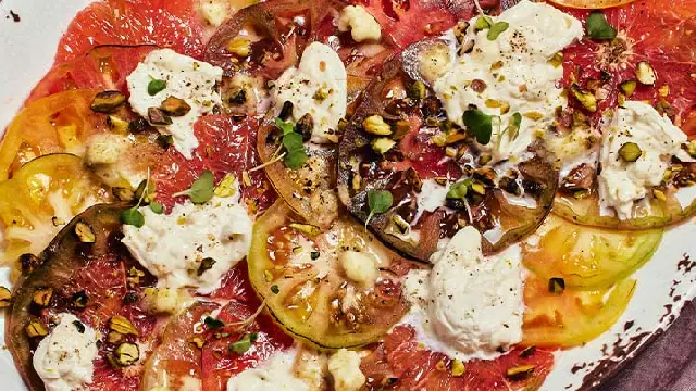 Grapefruit Tomato Carpaccio with Yuzu Kosho Butter grapefruit tomato carpaccio with yuzu kosho butter