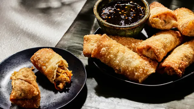 Duck Egg Rolls With Chipotle Tamarind Sauce duck-egg-rolls-with-chipotle-tamarind-sauce-640x360