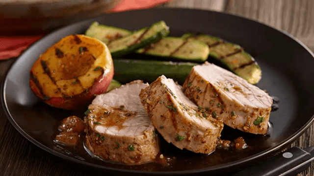 Brown Sugar Bourbon Pork Tenderloin with Peach Glaze