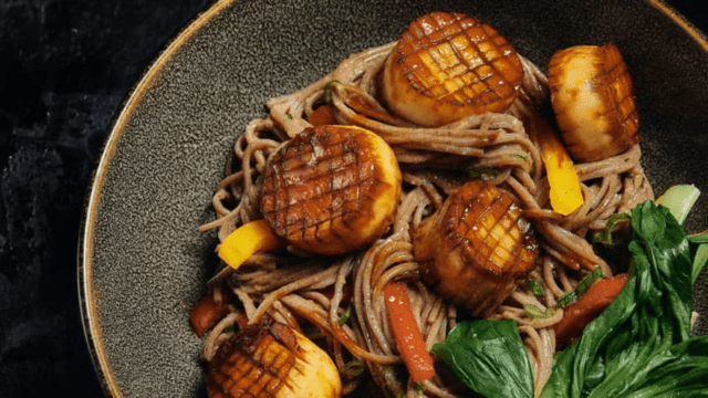 King Trumpet Scallops Noodle Bowl