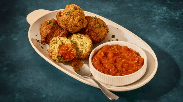 Savory Donuts with Szechuan Chutney Savory Donuts with Szechuan Chutney