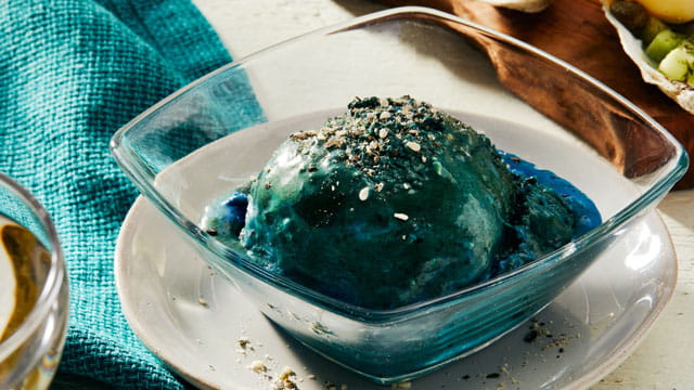 Spirulina Ice Cream with Sweet Furikake Sprinkles 