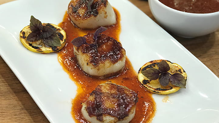Scallops with Barbecue Sauce Vinaigrette