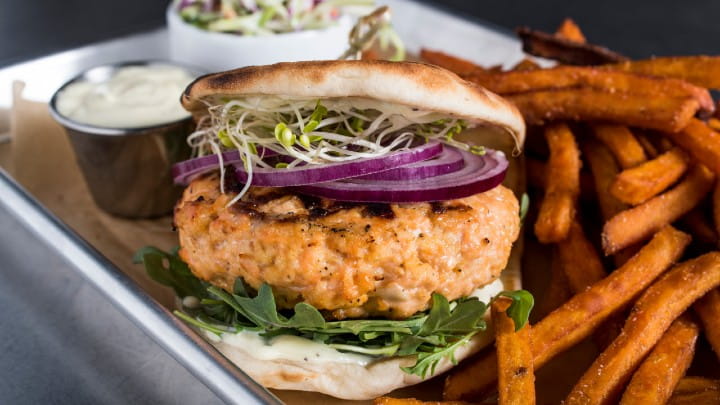 Salmon Burger with Lemon Pepper Aioli