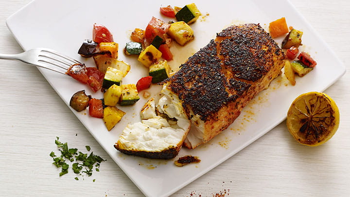 Crusted Fish and Ratatouille a la Plancha