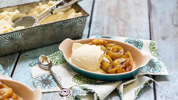 Gingered Banana Tarts with Coconut Ice Cream