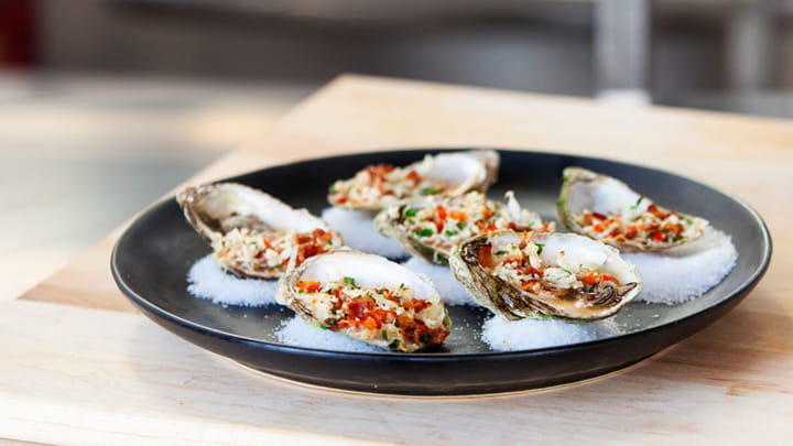 Local Virginia Oysters Cauliflower Oreganato and Sriracha Vinaigrette