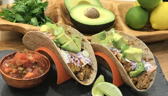 Mesquite Cauliflower Tacos with Ranch Slaw