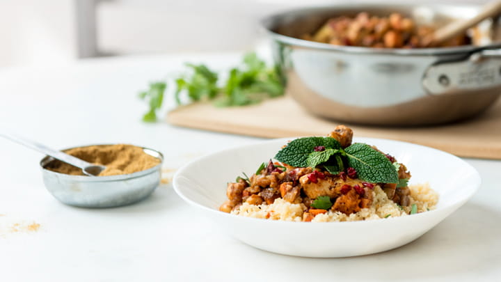 Moroccan Tagine with Root Vegetables and Chickpeas