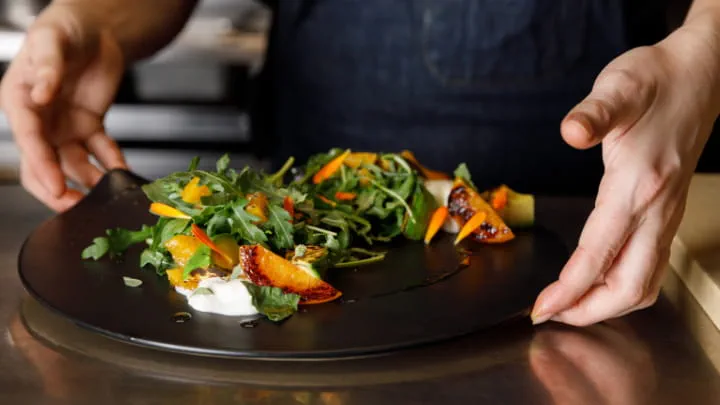Peach Salad Vinaigrette with Burrata