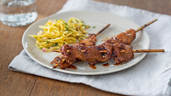Pinoy Pork BBQ with Green Mango Slaw