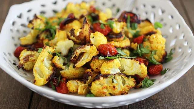 Turmeric Roasted Cauliflower and Tomatoes