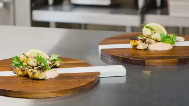 Smokehouse Maple Grilled Cauliflower Steaks with Paprika Cream