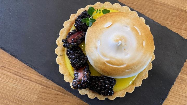 Meyer Lemon Tarts with Limoncello Blackberries