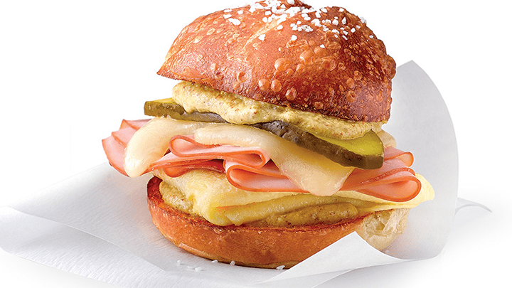 Cheesy Ham and Egg Pretzel Roll