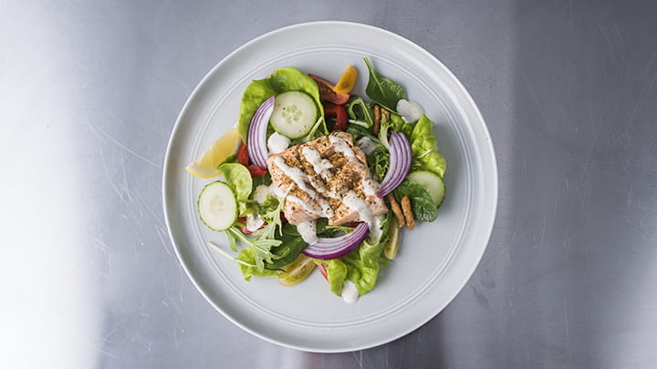 Poached Salmon and Honey Mustard Yogurt Salad