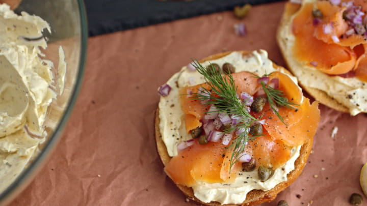 Smoked Salmon and Carolina Gold Cream Cheese Bagel