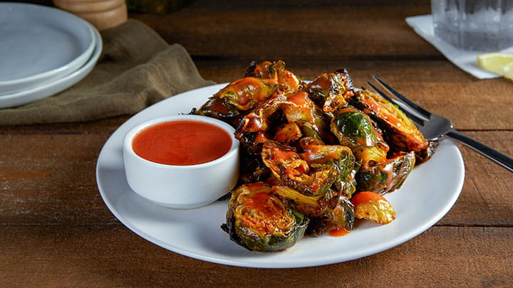 Smoky Honey Buffalo Brussels Sprouts Wings