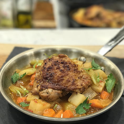 Barbecue Chicken and Potato Braise