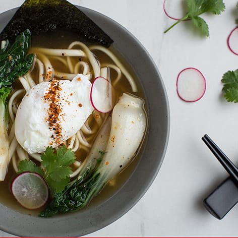 Bonito Udon Broth Bowl with Poached Egg