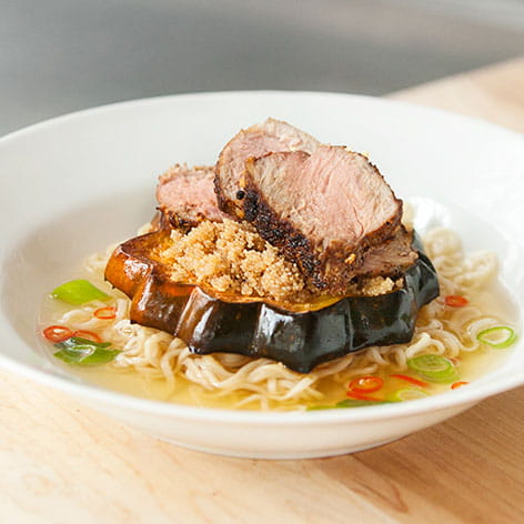 Cinnamon Squash and Amaranth Thai Pork Ramen