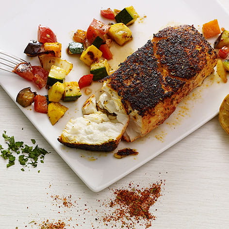 Crusted Fish and Ratatouille a la Plancha