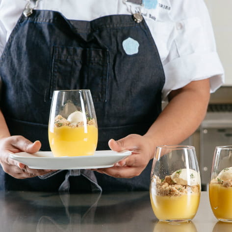 Lemon Juniper Curd with Thyme Crumb and Herbes De Provence Ice Cream