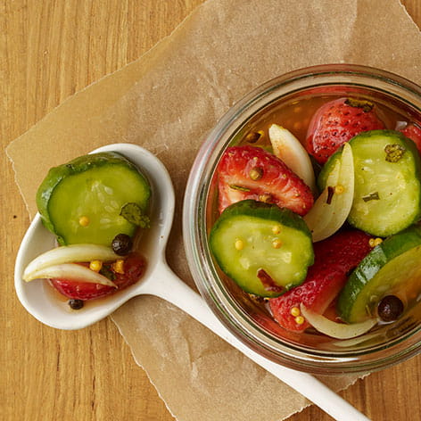 Smoky Sweet Pickles with Strawberries