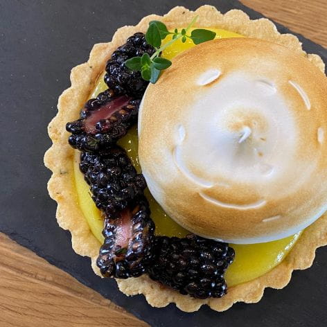 Meyer Lemon Tarts with Limoncello Blackberries