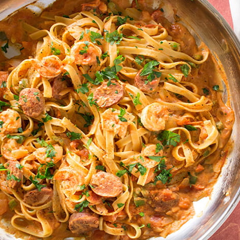 Creamy Cajun Shrimp and Andouille Pasta