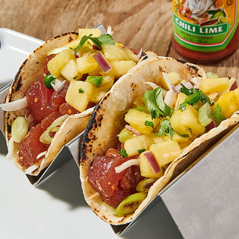 Cholula Ahi Poke Pineapple Tacos