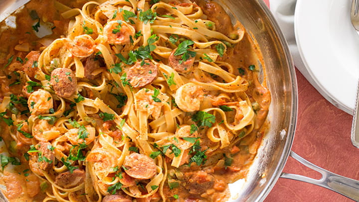 Creamy Cajun Shrimp and Andouille Pasta