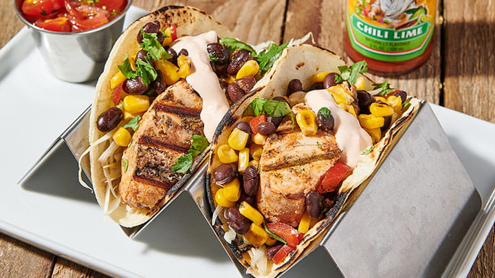 Cholula Fish Tacos with Black Bean & Corn Salsa