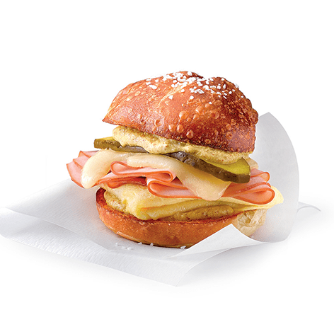 Cheesy Ham and Egg Pretzel Roll