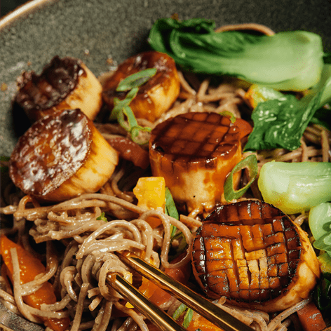 King Trumpet Scallops Soba Noodle Bowl
