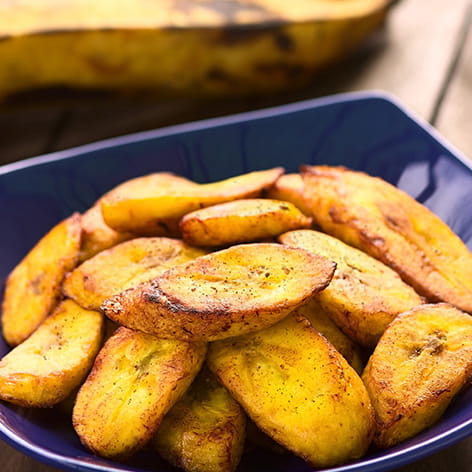 Peruvian Dusted Plantains with Cilantro Crema