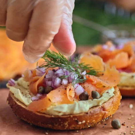 Smoked Salmon and Carolina Gold Cream Cheese Bagel