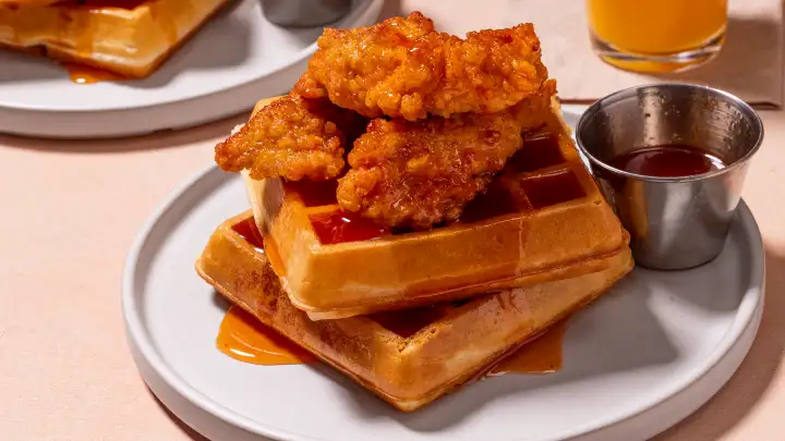 Garlic Buffalo Chicken and Waffles