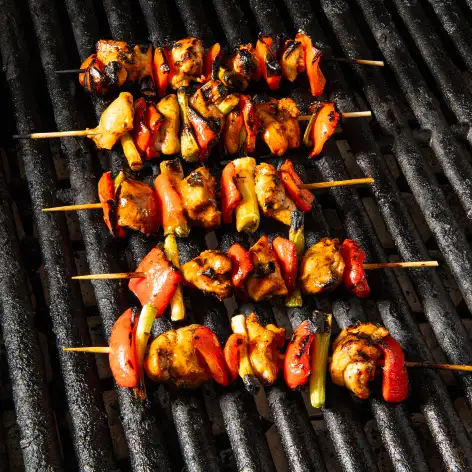 Mango Habanero Jerk Chicken Skewers