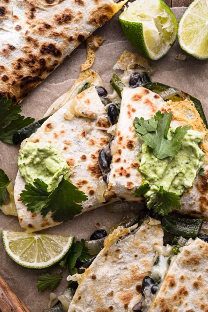 Up close quesadillas layered