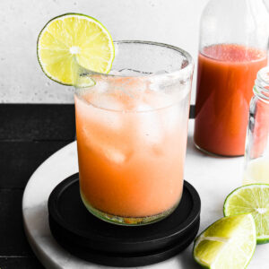 Glass of guava margarita.