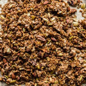 Freshly baked homemade granola.
