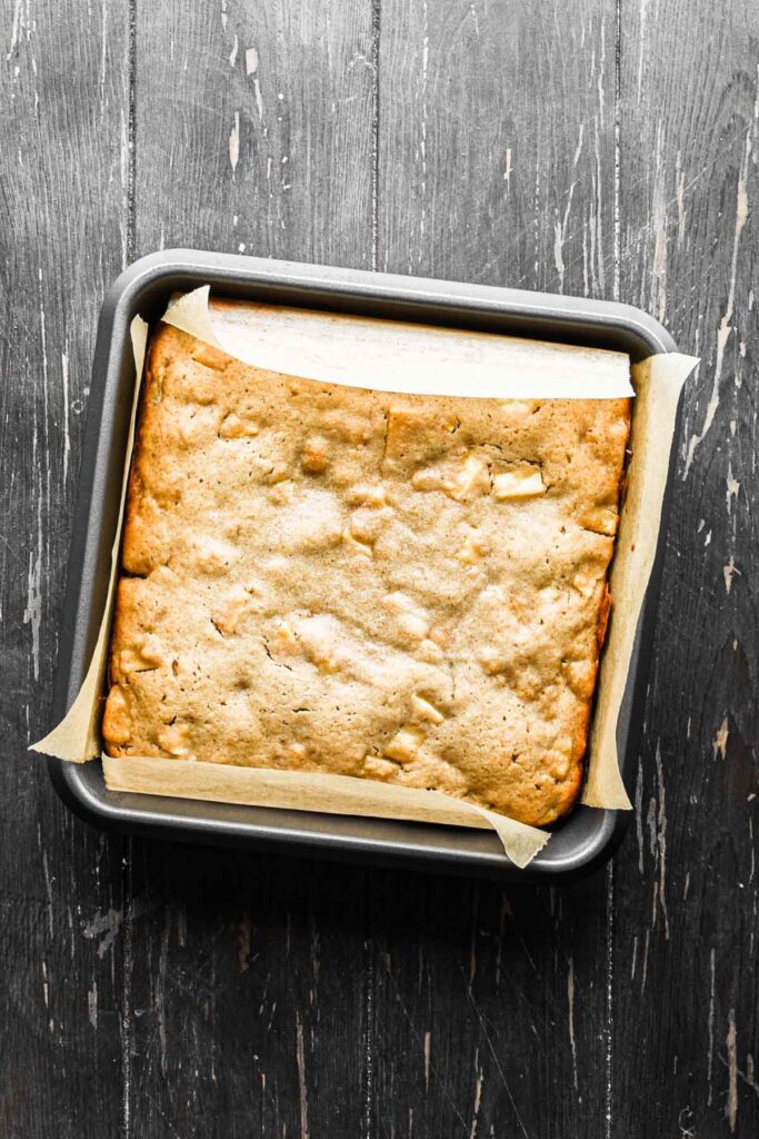 Freshly baked apple spice cake.