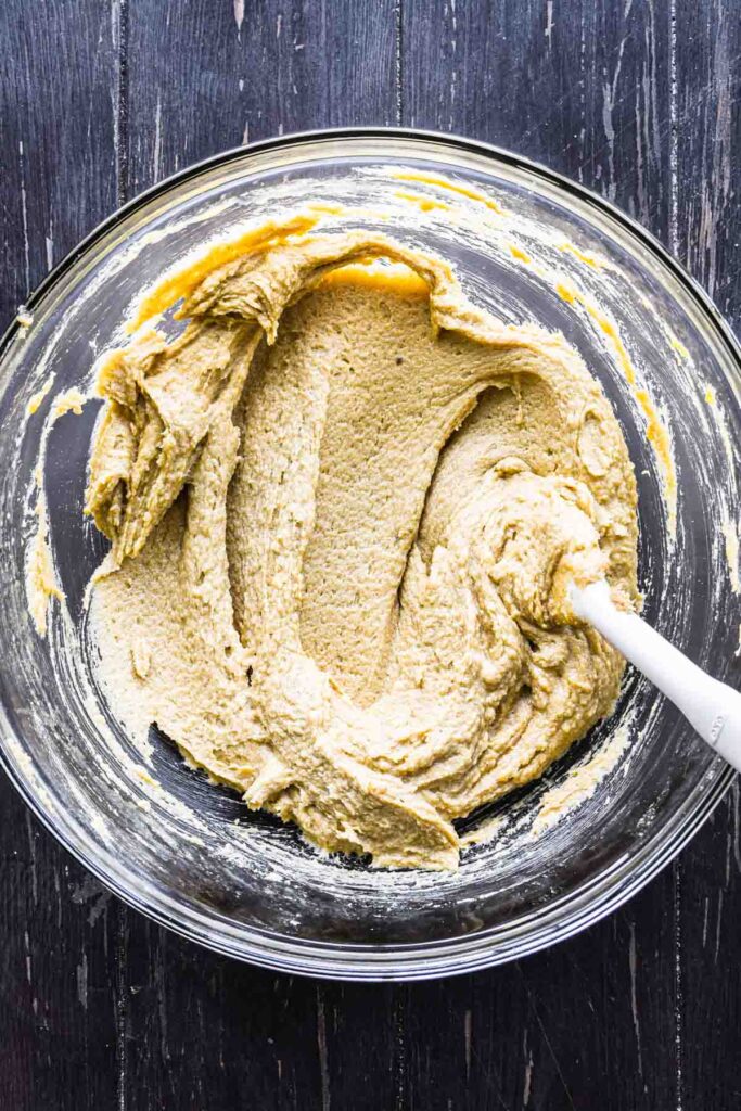 Fully combined wet ingredients.