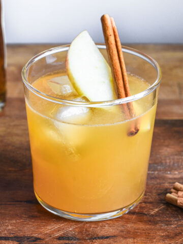 Close up of the cocktail in a glass.