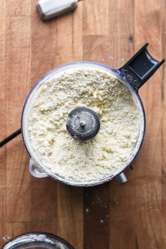 Flour and butter pulsed together.
