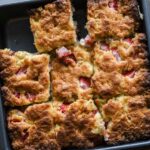 Cut strawberry biscuits in a pan freshly baked and golden brown.
