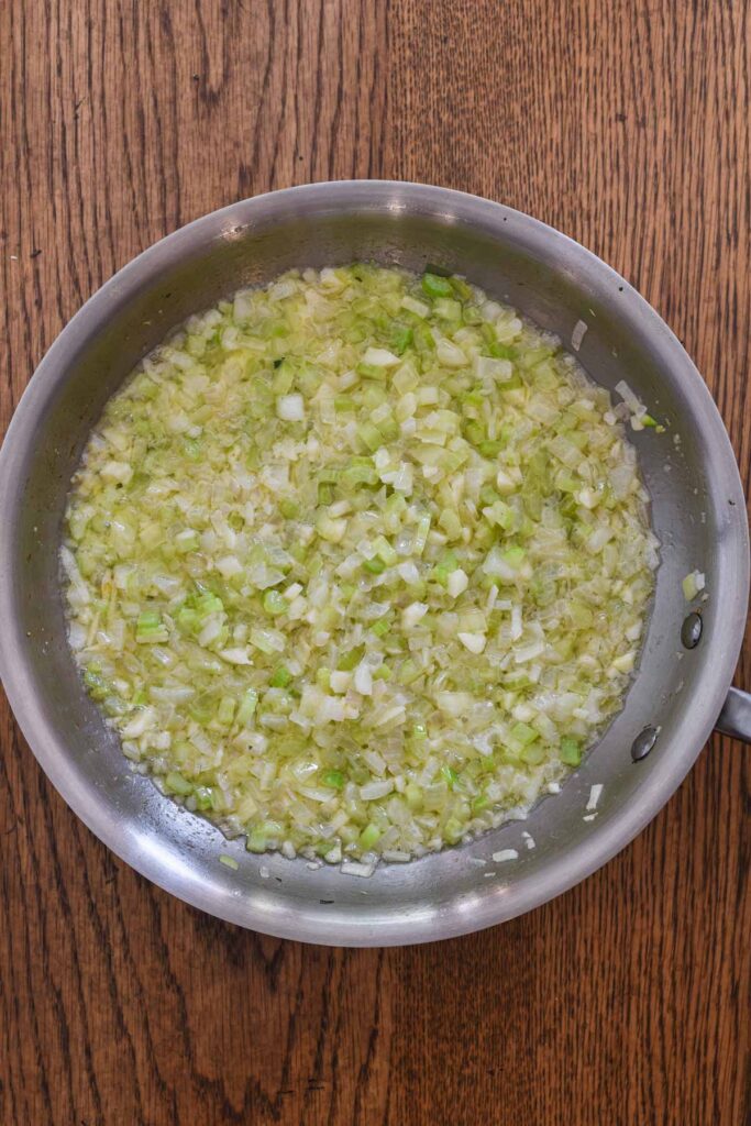 Sautéd vegetables for stuffing.